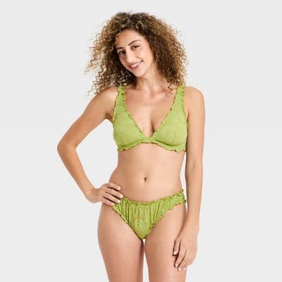 Women's Lace Bralette & Panty Set - Wild Fable™ Green S