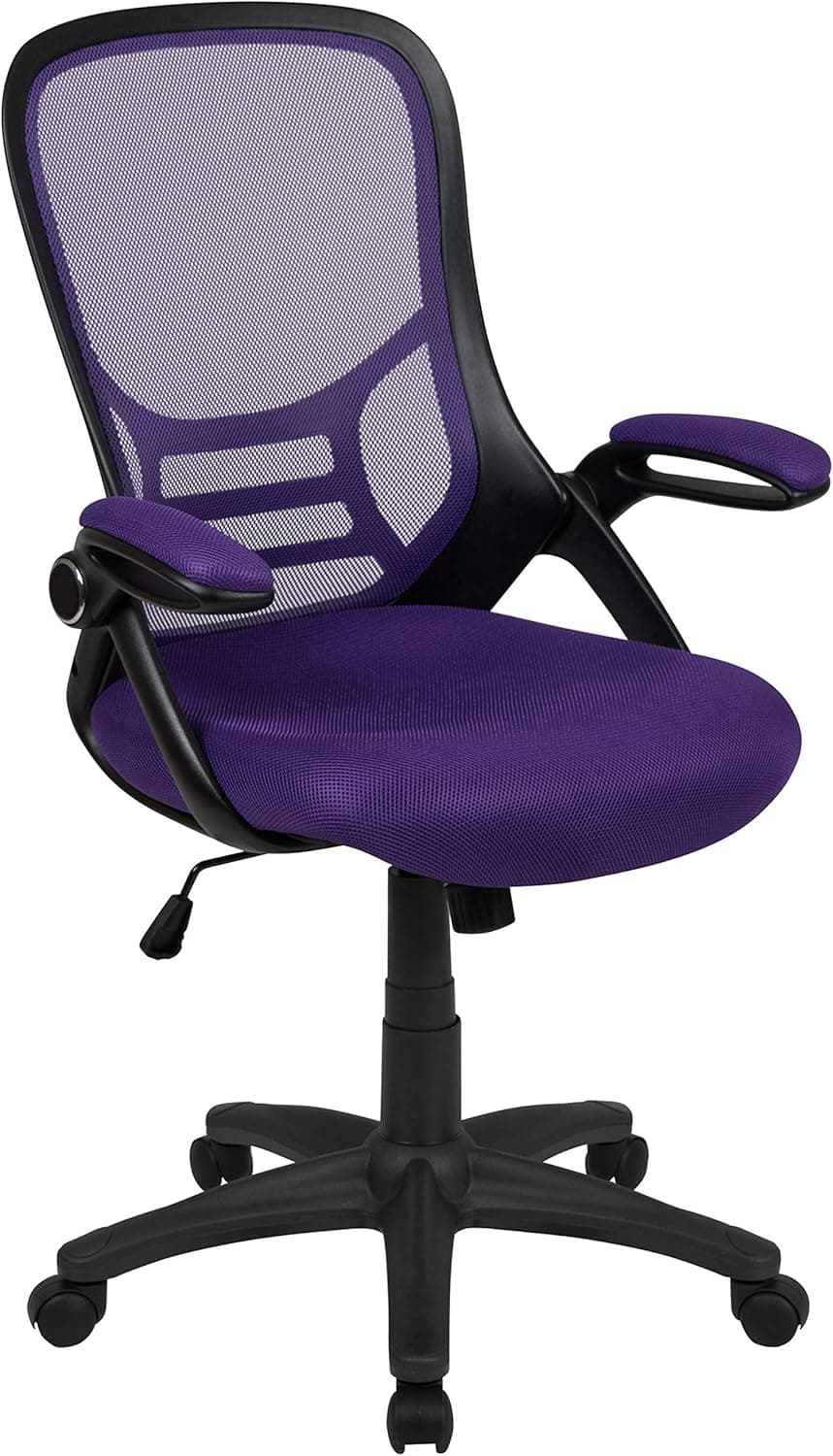 Ergonomic Purple/Black Mesh Office Chair with Adjustable Features
