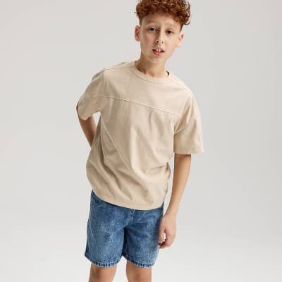 Boys' Short Sleeve Seamed Washed T-Shirt - Cat & Jack ™ Tan M
