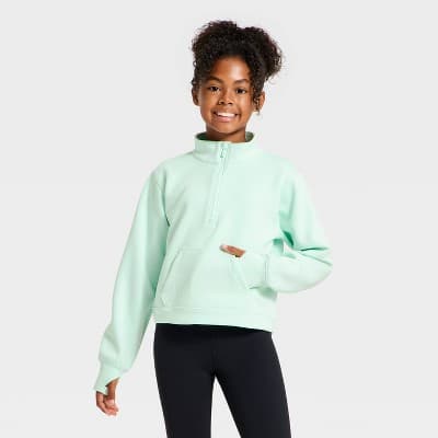 Girls' Airy Sleek Zip-Up Sweatshirt - All In Motion™ Green L