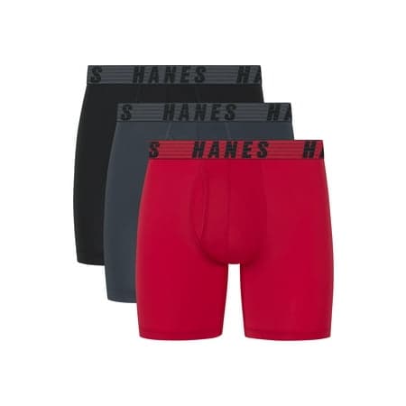 Hanes Moves Total Support Pouch Men's Boxer Brief Underwear, Assorted, 3-Pack