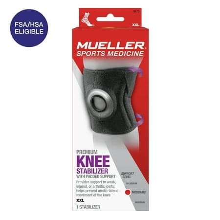 Mueller Premium Knee Stabilizer with Padded Support, Black, XXL