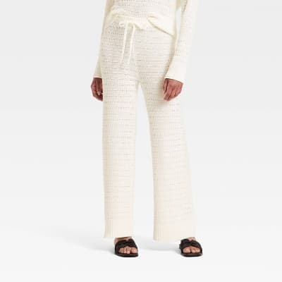 Women's High-Rise Full Sweater Pull-On Pants - Universal Thread™ Cream XL