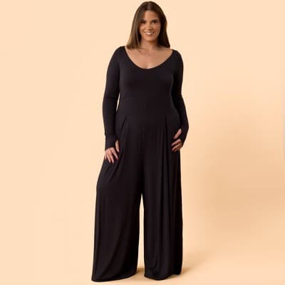 Blogilates Women's V-Neck Jumpsuit - Black 3X