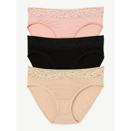 Joyspun Women’s Maternity Under-the-Belly Lace Trim Underwear, 3-Pack, Sizes S-XXXL