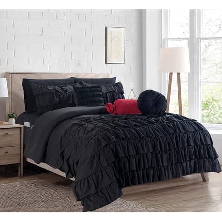 Elegant Comfort 10 Piece Bed Sheets King/Cal King Black Cindyrella 2000 Series Microfiber