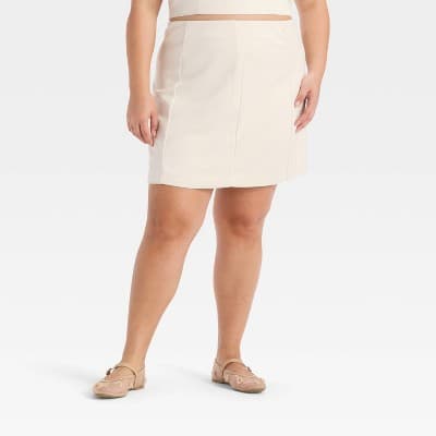 Women's Satin Mini A-Line Skirt - A New Day™ Cream 17
