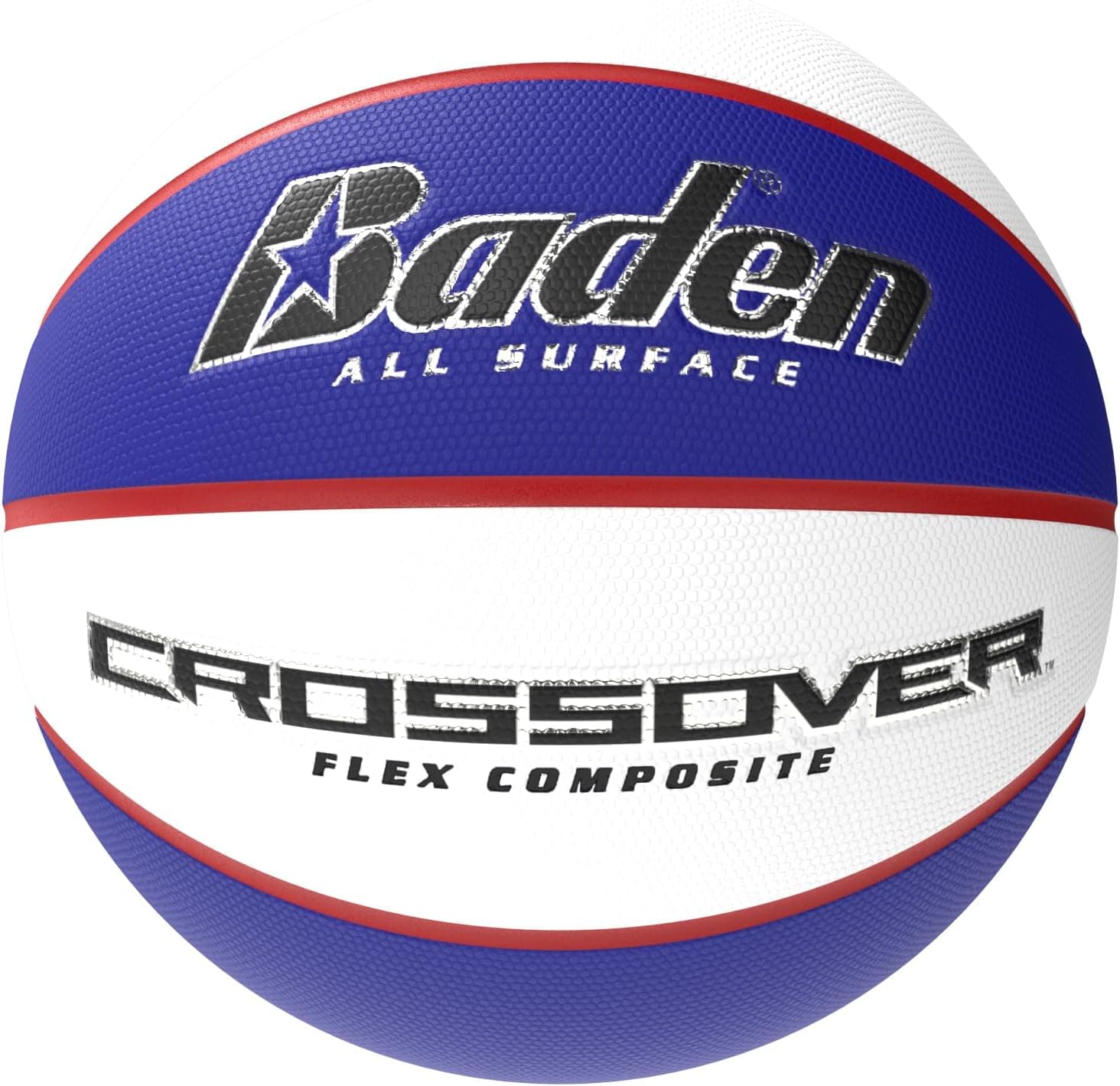 Baden Crossover Flex Composite Basketball | High-Performance Indoor/Outdoor Ball | Durable Composite Design for Versatile Play | Red/White/Blue | 29.5 inch