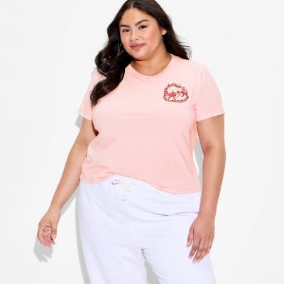 Women's Treat Yourself Short Sleeve Graphic T-Shirt - Light Pink 1X