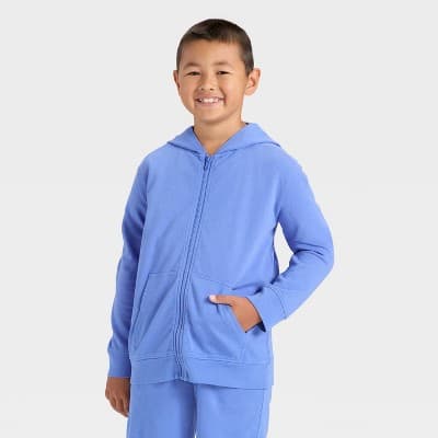 Boys' Full-Zip Relaxed Fit French Terry Hoodie - Cat & Jack™ Blue XL