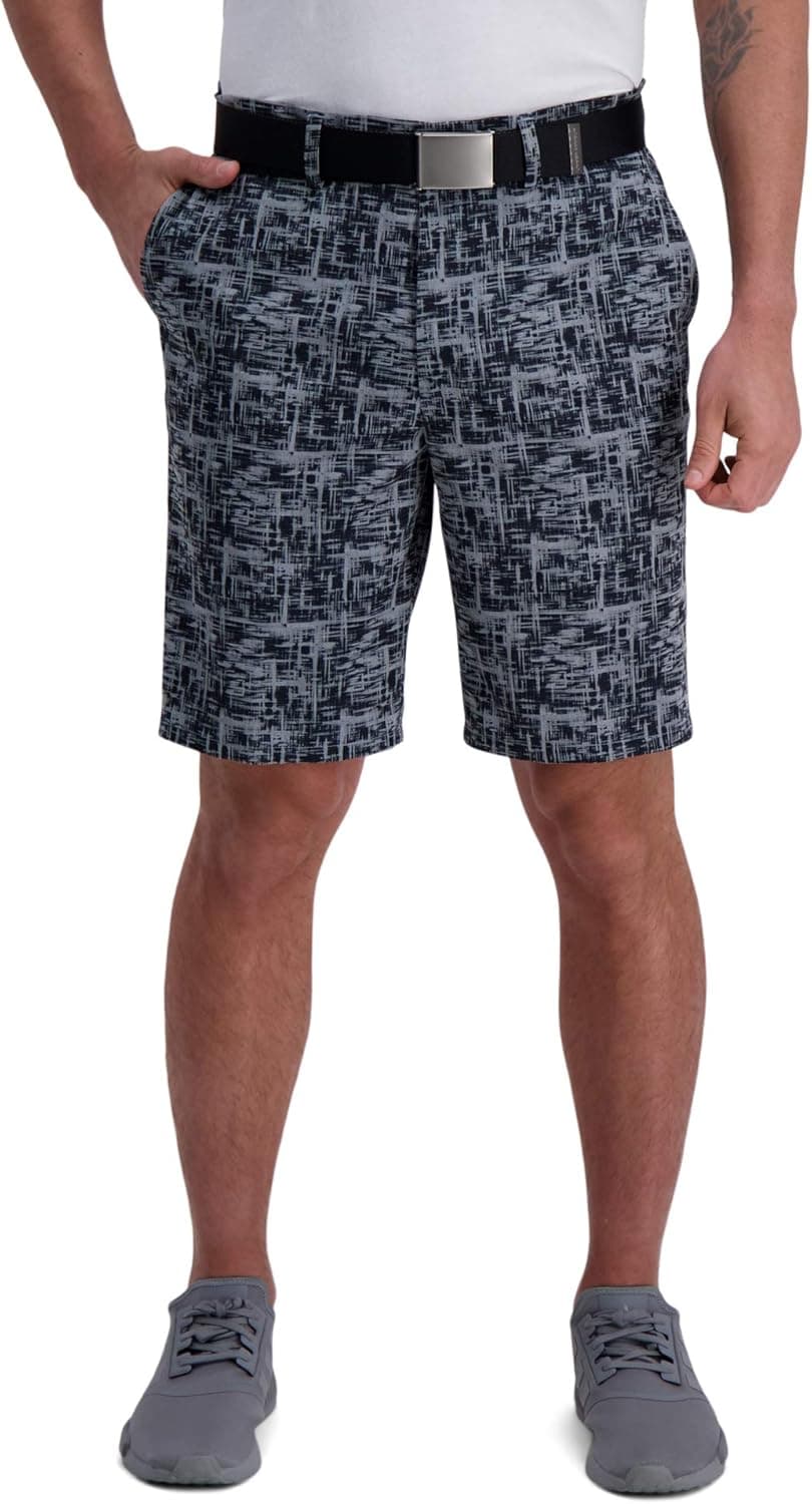 Haggar Men's Slim Fit Active Shorts - Black Watercolor
