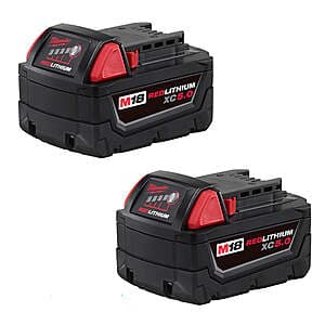 Extend Your Milwaukee M18 Runtime with 2-Pack XC5.0 Batteries for $99