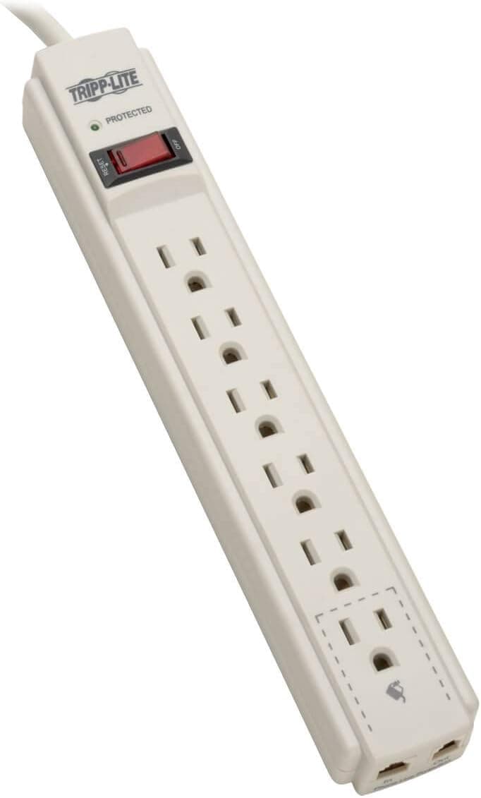 Tripp Lite Surge Protector: 6 Outlets, 4ft Cord, $20K Insurance