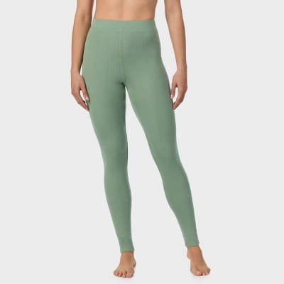 Warm Essentials by Cuddl Duds Women's Pointelle Leggings - Sage Green S