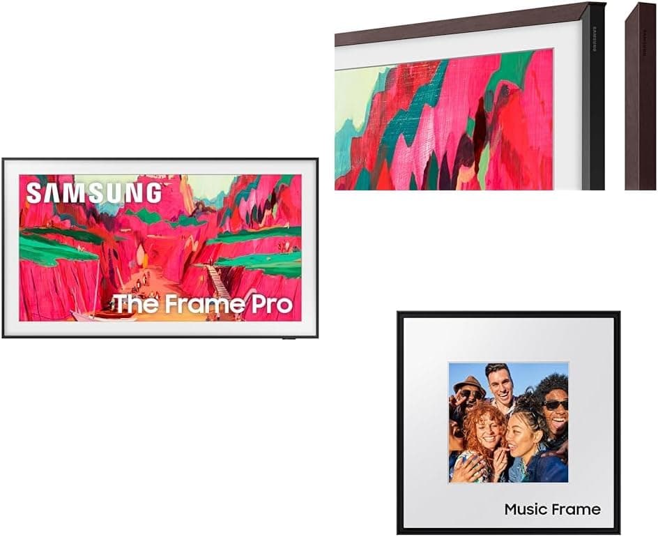 Samsung 75" The Frame Pro 4K Neo QLED Smart TV (2025) with Modern Brown Customizable Bezel & Music Frame Smart Speaker with Dolby Atmos