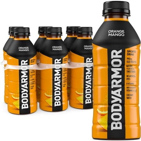 BODYARMOR Orange Mango Electrolyte Sports Drink, 20 fl oz, 6 Pack Bottles