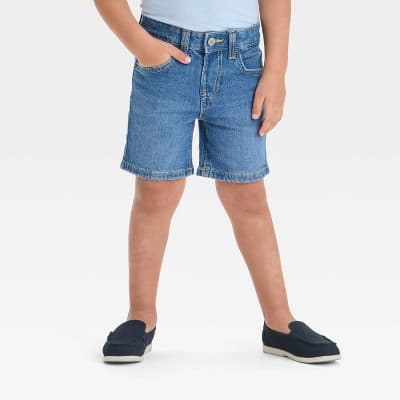 Toddler Boys' Button Front Denim Shorts - Cat & Jack™ Medium Wash 2T