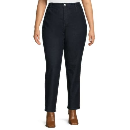 Terra & Sky Women's Plus Size Straight High Rise Jeans, Sizes 14W-34W
