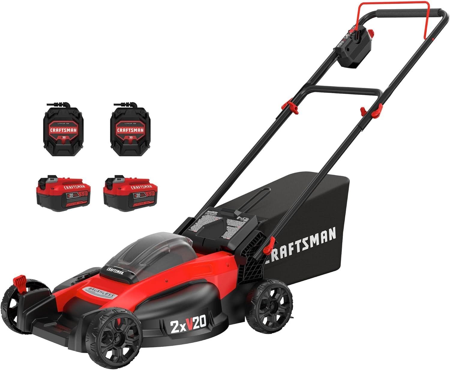 CRAFTSMAN V20 20" Lawn Mowe w/ 2 x 5Ah Batteries Amazon