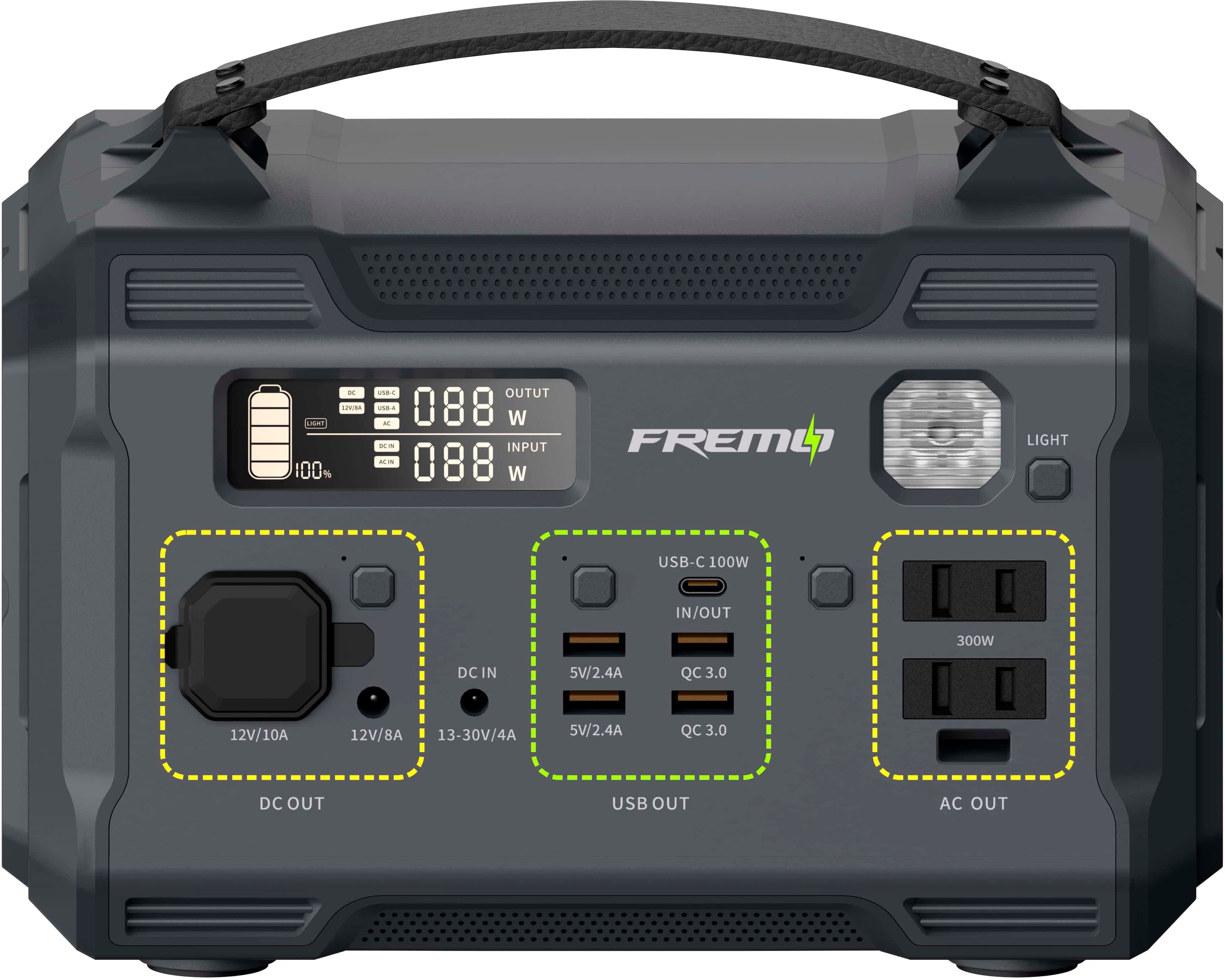 Fremo - X300 276 Watt Battery Powered Portable Generator (276 Wh Capacity) - Gray
