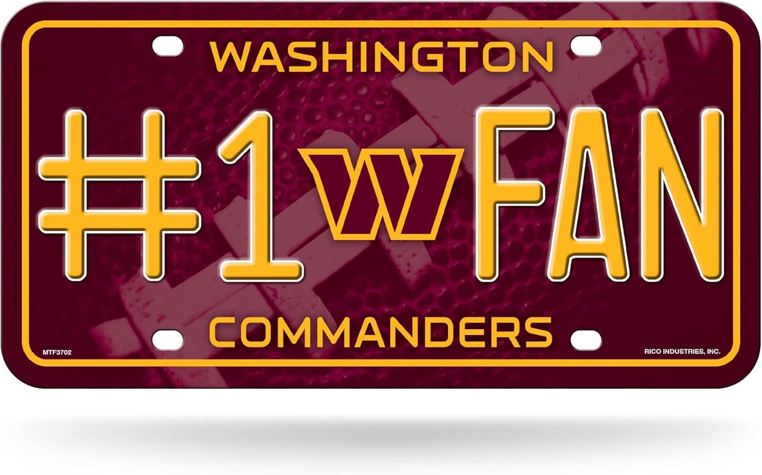 Rico Industries NFL Washington Commanders #1 Fan #1 Fan Metal Auto Tag 8.5" x 11" - Great for Truck/Car/SUV
