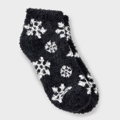Women's Snowflake Cozy Low Cut Socks - Auden™ Black 4-10