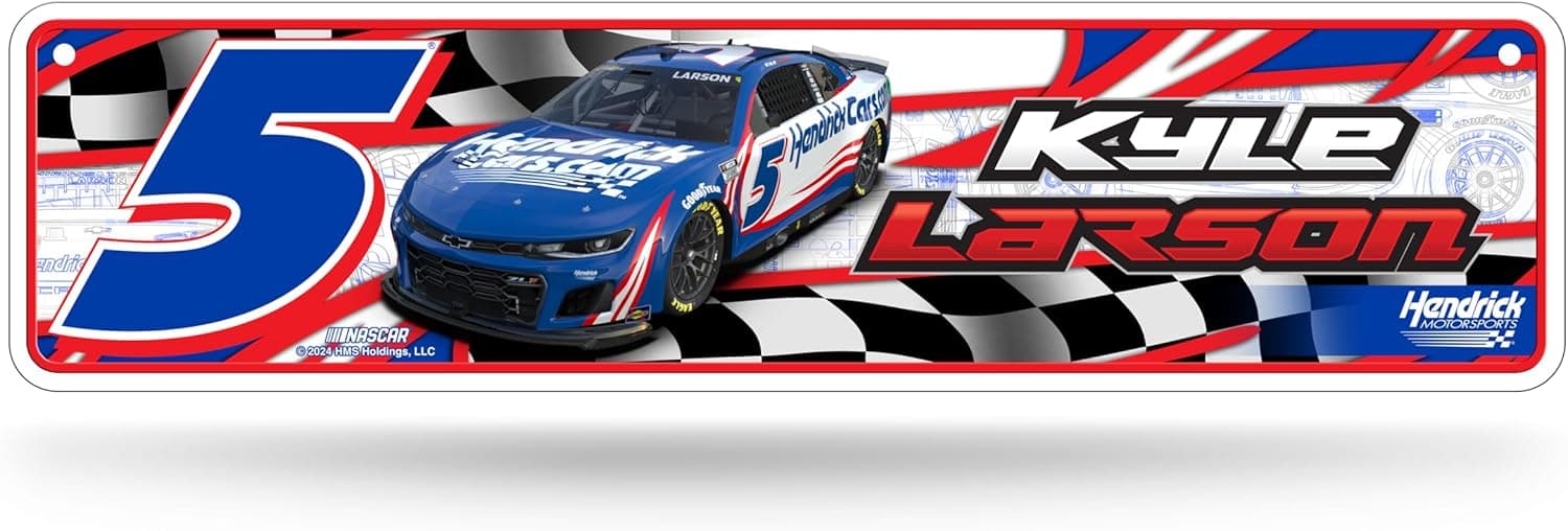 Rico Industries NASCAR Racing Kyle Larson No. 5 Metal Street Sign 4" x 15" Home Décor - Bedroom - Office - Man Cave