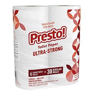 Mega Rolls of Ultra-Strong Presto! Toilet Paper