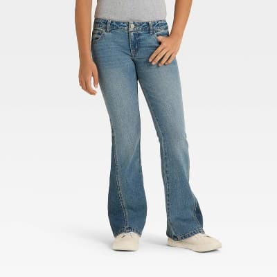 Girls' Low-Rise Flare Jeans - art class™ Medium Wash 14