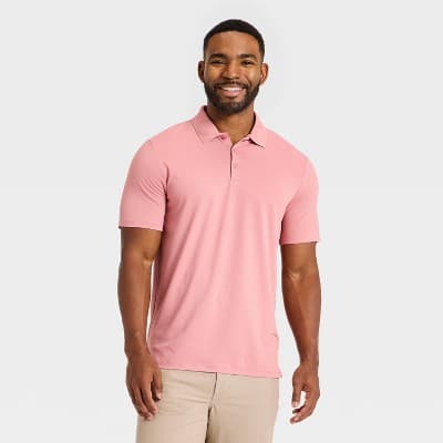 Men's Short Sleeve Textured Polo Shirt - All In Motion™ Rose Pink XS