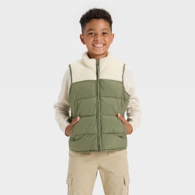 Boys' Puffer Vests - Cat & Jack™ Olive Green L