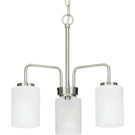 Merry Collection Three-Light Brushed Nickel and Etched Glass Transitional Style Chandelier Light