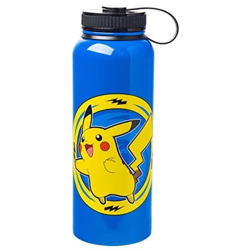 42oz Silver Buffalo Pokemon Pikachu Stainless Steel Water Bottle Amazon