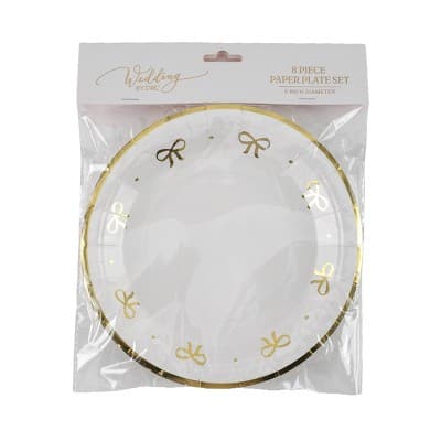 Cook With Color 8pk Plastic Plates Gold Bows