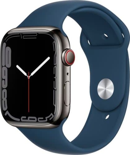 Geek Squad Refurbished Apple Watch Series 7 (GPS+Cellular) 45mm Graphite Stainless Steel Case with Abyss Blue Sport Band - Graphite - (2021)