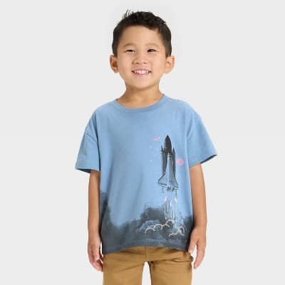 Toddler Boys' Short Sleeve Oversized T-Shirt - Cat & Jack™ Blue 2T