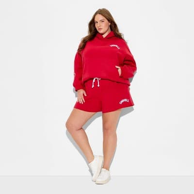 Women's Unwell Graphic Sweat Shorts - Red 2X