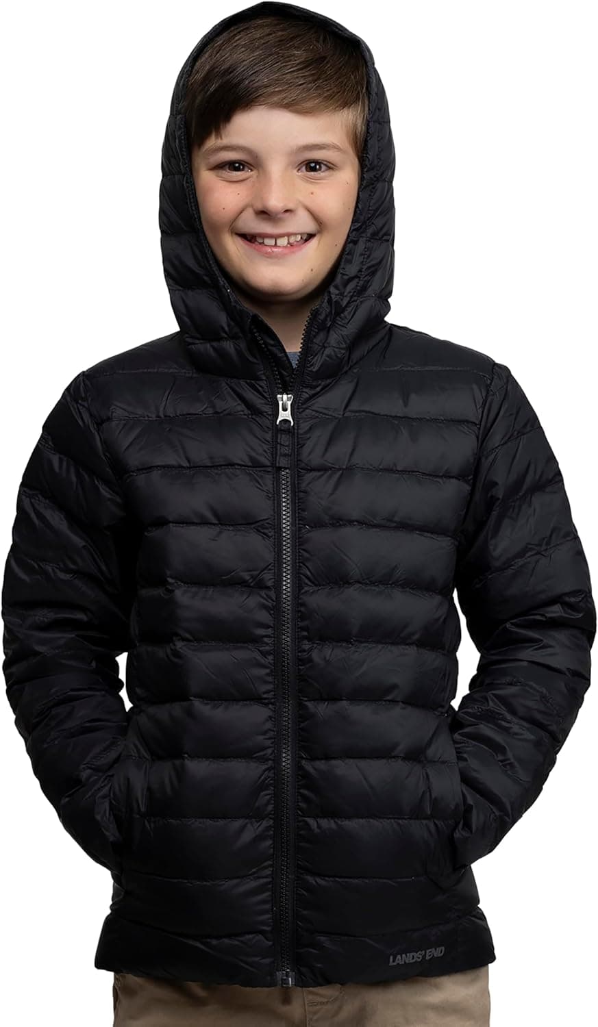 Lands' End Kids Down Puffer Jacket - Black, Small