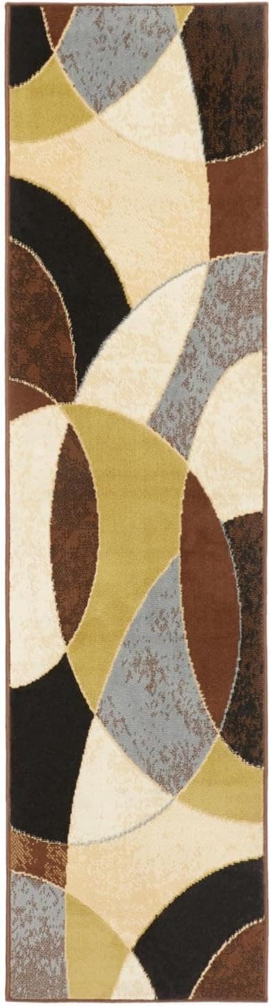 Geometric Shapes Rug: Bold Brown, Beige & Blue