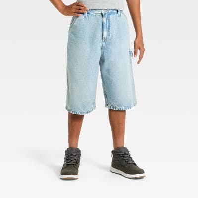 Boys' Relaxed Baggy Carpenter Jean Shorts - art class™ Medium Wash S