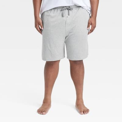 Men's Big & Tall 9" Knit Pajama Shorts - Goodfellow & Co™ Heathered Gray 4XL: Cotton-Modal Blend, Elastic Waistband