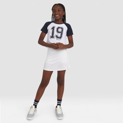 Champion Girls' A-Line Short Skort - White L