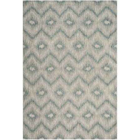 SAFAVIEH Courtyard Clark Chevron Indoor/Outdoor Area Rug, Grey/Blue, 6'7" x 9'6"