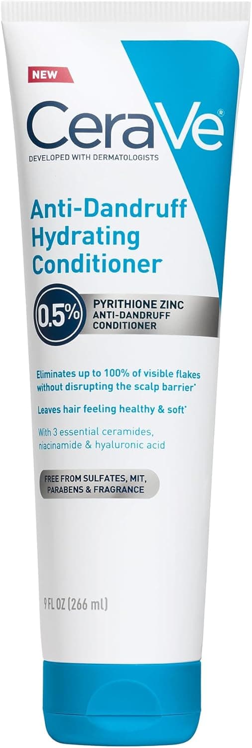 CeraVe Hydrating Anti Dandruff Conditioner, 0.5% Pyrithione Zinc Dandruff Treatment With Ceramides, Hyaluronic Acid & Niacinamide, Helps Eliminate Flakes & Reduce Itchy Scalp, Sulfate Free Conditioner