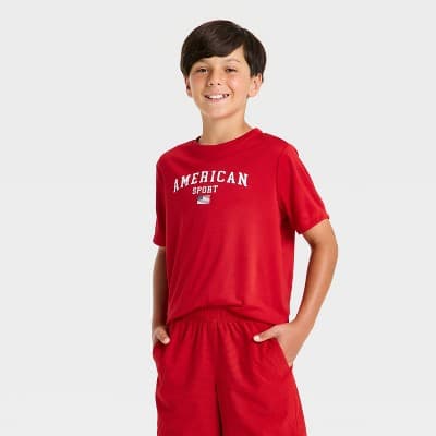 Boys' 4th of July Short Sleeve T-Shirts - All In Motion™ Red M
