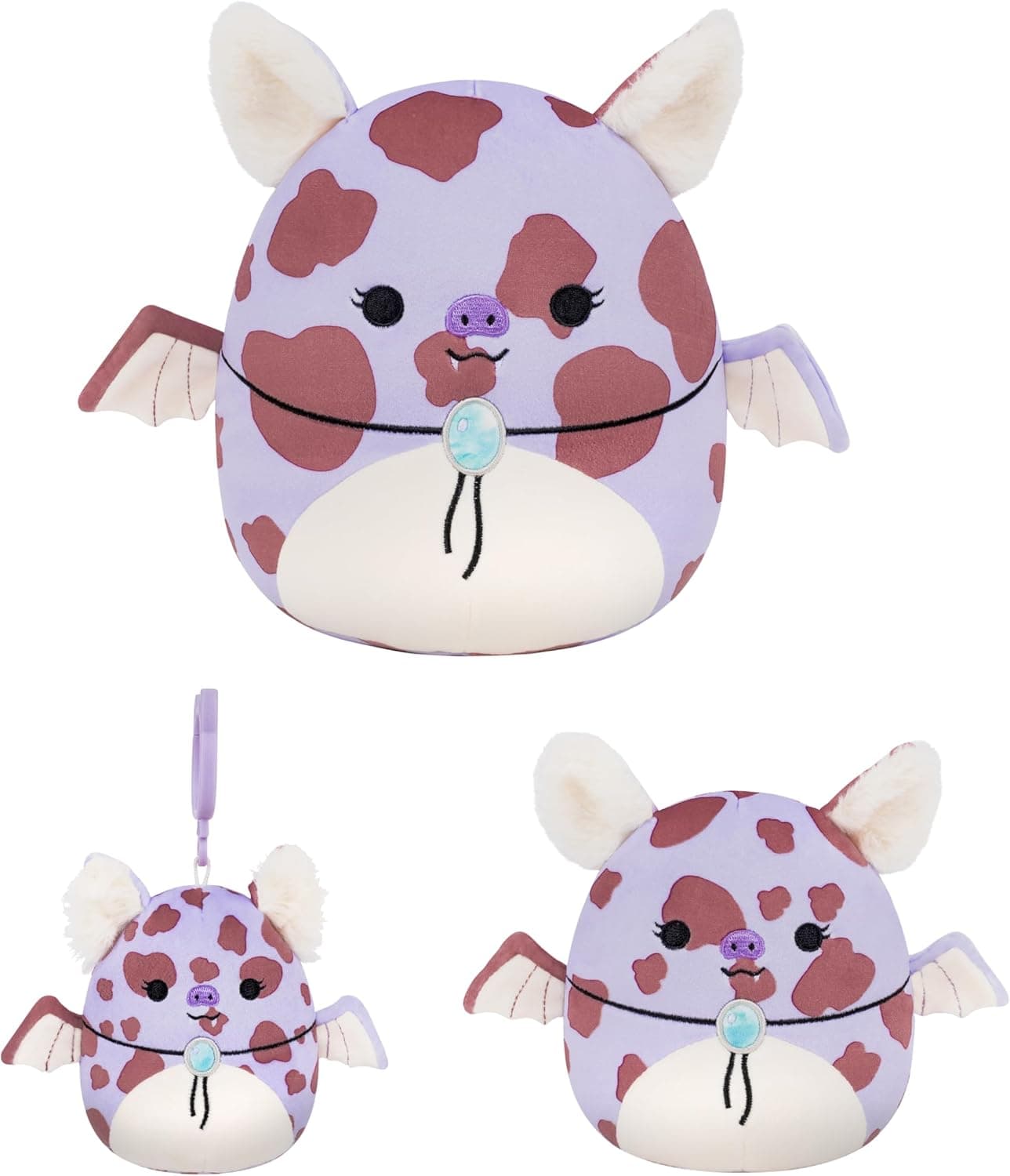 Squishmallows Lavender Spotted Cowgirl Fruit Bat Plush Set