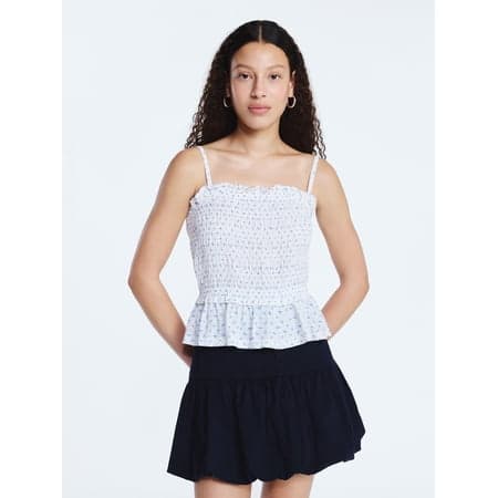 Free Assembly Women's Smocked Top with Peplum Hem, Sizes XS-XXL