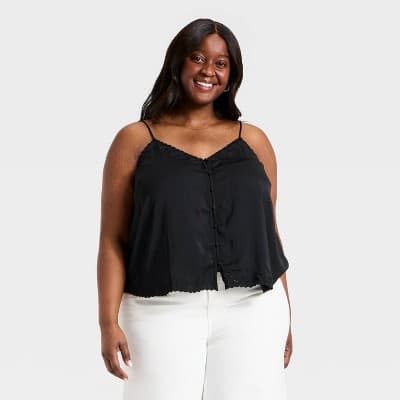 Women's Cutwork Cami - Universal Thread™ Black XXL