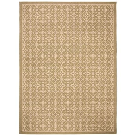 SAFAVIEH Courtyard Alastar Geometric Indoor/Outdoor Area Rug, Green/Creme, 8' x 11'