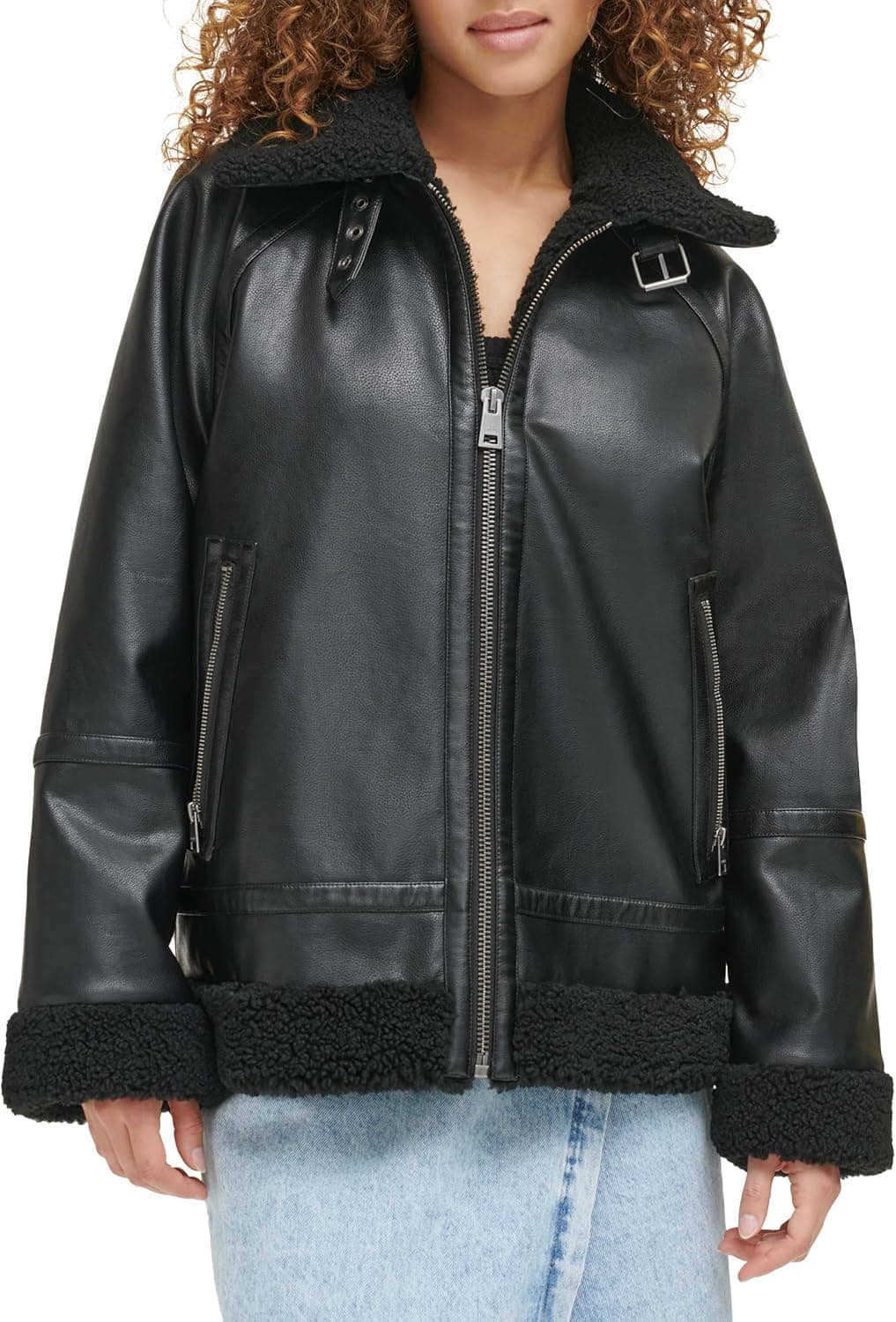 55% Off Levi's Faux Leather Relaxed Aviator Jacket